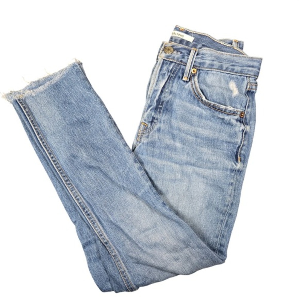 GRLFRND Karolina High Rise Skinny Jeans Last Kiss Light Wash Raw Hem Size 23 - Picture 1 of 6